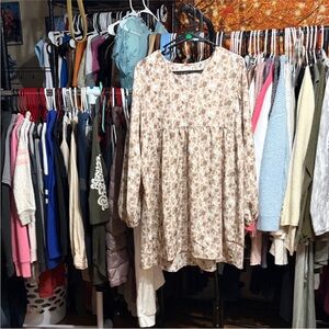 Elegant Beige Floral Tunic